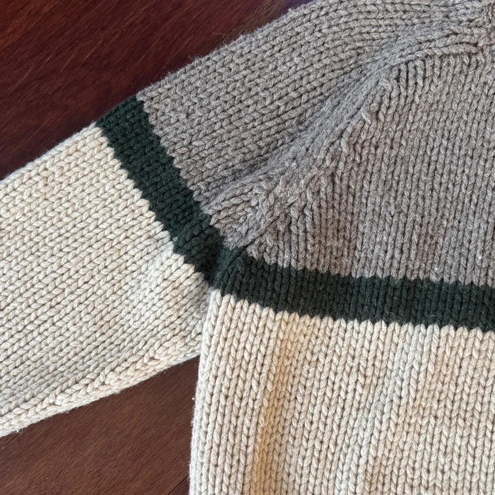 J. Crew Beige and Olive Crewneck Sweater - Picture 4 of 4